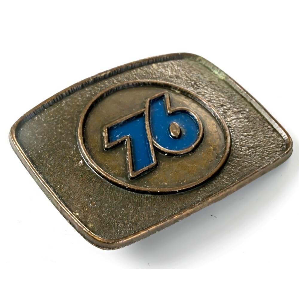 Phillips 76 Oil Gas Truck Stop Brasstone Metal Belt Buckle 70's 3-1/16 x 2-3/8"